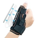 CURECARE Daumenbandage Rechts & Links, Universell Daumenschiene mit 2 Schienen für Ultrastarke Unterstützung, Daumenorthese für Daumensattelgelenk, Arthritis, Sehnenscheidenentzündung (Schwarz, M/L)