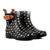 Geweo Gummistiefel Damen Halbhoch Chelsea Herren Wasserdicht Regenstiefel Frauen Atmungsaktiv Stiefel Gummi Kurzschaft Flach Dicke Sohle Arbeitsstiefel Dalmatians Gr. 40