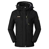 donhobo Damen Jacken Fleecejacke Winterjacke Wasserdicht Atmungsaktiv Verdickt Warm Winddicht Softshelljacke Outdoor Funktionsjacke (Schwarz, M)