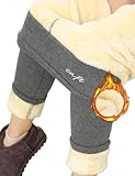 Yuson Girl Thermo Leggings Damen Gefütterte Thermoleggins Winter Fleece Strumpfhose High Waist Verdickte Plüsch Thermal Leggins Warme Jogginghose Winter Leggings Thermohosen(Mittelgrau, S)