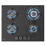 Klarstein Gasherd, Einbau-Gasherd für Propan Gasflasche, Gaskochfeld 4 Flammig, Küche, Camping & Wohnmobil, 8000 W Kochplatte, LPG Gaskocher, Herdplatte Propangas, Edelstahl Gas-Herd, Black