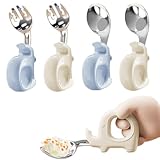 Kinderbesteck,Tangger 4 Stück 18/10 Stahl Kinderbesteck,Kinderlöffel,Esslernlöffel Kinder,Lernlöffel Kinder,Kinder Besteckset,Kinder Besteck,Bringen Sie Ihrem Kinder Den Spaß Selbstständig Essen