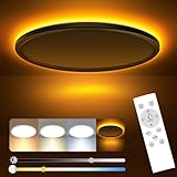 slochi LED Deckenleuchte, 24W 2800LM Deckenlampe Flach Dimmbar mit Fernbedienung, 1800K Nachtlicht Warm, 3000K-6500K, Ultra Dünn Schlafzimmer Lampe für Schlafzimme Wohnzimmer Kinderzimmer-Rund Weiss