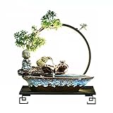 XFNVXC Dekorative Indoor Brunnen Indoor Relax Tischplatte Brunnen Wasserfall Keramik Tischplatte Brunnen mit Schwarz Metall Basis und LED Beleuchtung Indoor Zen Tischplatte Wasser Feature Steingarten