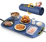 COLDFILL Elektrische Warmhalteplatte für Speisen - für Warm Halten oder Auftauen, Faltbare Speisenwärmer 40-110℃ Einstellbare, Schnelle Heizung, 4H Timing, Kindersicherung, für Buffet Server Party
