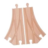 Kisangel 2Stücke Teiliges Holzschienen Zubehör für Holzspielzeug Züge Kompatibel mit Systemen Fördert Kreativität und Kognitive Fähigkeiten Robustes Material für Sicheres