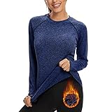 Soneven Langärmeliges Laufoberteil für Damen, Kompressions-Thermounterwäsche, leichtes Outdoor-Sport-Top für Reisen, Wandern, Camping, Skifahren, Snowboard, blau, Small