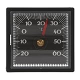 Lantelme Autothermometer selbstklebend und kabellos | Analoges Bimetall Temperaturmesser für Innenraum | Geeignet für Auto, LKW, Wohnwagen und KFZ | Eckiges Thermometer in Schwarz