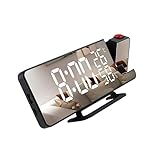 CIYODO 1 Satz Spiegel Projektionswecker mit LED Anzeige Multifunktionale Alarmuhr für Schlafzimmer Temperatur Luftfeuchtigkeitsanzeige Tragbarer Radiowecker Alarmfunktionen für Zuhause