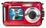 AGFA Photo Realishot WP8000 - wasserdichte Digitalkamera, 24 MP, Full HD Video, Doppelt-LCD-Bildschirm, 16-facher Digitalzoom, Digitale Bildstabilisierung, Lithium-Batterie - Rot