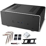 Akasa Maxwell Pro Plus, Aluminium Fanless Mini-ITX Case, LGA1700 Ready, Thermal Kit Included, Small Form Factor Computer Chassis for Gaming & HTPC & Audiophile Environments, A-ITX48-M2B