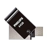 Philips 2-in-1 OTG Edition High Speed USB 2.0/Micro USB, duales USB-Flash-Laufwerk 64 GB für PC, Laptop, Computer, (Android) Smartphone, Tablet, Ultra Small, Lesegeschwindigkeit bis zu 25 MB/s
