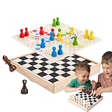 Schachset für Kinder, 2-seitiges Brett, Kinder-Schachspiel, Eltern-Kind-Interaktion, Holz, tragbare Aktivität für und Mädchen ab 6 Jahren