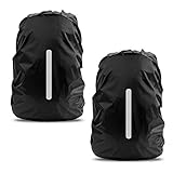 LAMA 2 Stück Wasserfeste Regenschutz Regenhülle Regenüberzug Regenhaube Regenabdeckung mit Reflexstreifen Verstellschnalle für Rucksack Schulranzen Schultasche Radfahren Outdoor Aktivitäten M 26L-40L
