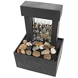 FONDOTIN Kleiner Tischbrunnen mit Fließendem Wasser Im Bonsai Stil Dekorativer Zimmerbrunnen für Büro und Wohnräume Künstlerische Tischdekoration mit Beruhigendem Wasserfall Effekt