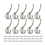 Vintage Kleiderhaken 10 stück Wandhaken Handtuchhaken Metall Huthaken Mantelhaken Doppelt Garderobenhaken Ideal für Bad Küche Büro Toilette Einkaufszentrum (Vintage Bronze) (Vintage Bronze) (Silber)