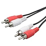 Ecabo 10046 Cinch-Kabel 2 auf 2 - RCA Stecker (Rot/Weiß) - Für Hi-Fi, Stereo-Anlagen, Receiver, Audiogeräte, 1,50m, Schwarz