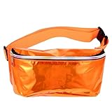 FRCOLOR Leichtgängige Reißverschluss Brusttasche aus Transparentem PVC mit Reflektierendem Muster Crossbody Hüfttasche für Damen und Herren Verstellbarer Schultergurt 9X4X3 Zoll