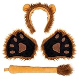 FRCOLOR Löwenohren Und Schwanz Set Löwen- Set Stirnband Schwanz Und Kragen Pfoten Zubehör Halloween Kostüm für Kinder Und Erwachsene