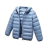 Daunenjacken fur Jungen und Mädchen Wintermäntel Leichtgewichtige Winddichte Kapuzen Daunen Wie Wattierung Jacke Kinder Jacke Herbst Winter mit Kapuze und Reißverschluss 4-14 Jahre Alt