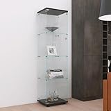 BRYXR Glasvitrine,Sammlervitrine,Glas Vitrine mit 1 Türen 4 Einlegeböden, mit Sicherheitsschloss, Transparente Vitrine, Geeignet für Wohnzimmer, Schlafzimmer, Büro Glasvitrine