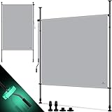 KESSER® Klemmmarkise Senkrechtmarkise 120x310cm Ausziehbar & Blickdicht Vertikalmarkise mit Handkurbel ohne Bohren Balkon-Sichtschutz & Windschutz für Garten & Terrasse Wasserfest Grau