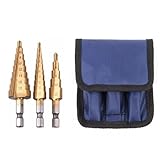 3 Stücke Stahl Titan Stufenbohrer Stufenkegel Schneidwerkzeuge Stahl Holzbearbeitung Holz Metall Bohrset(3pcs with bag)