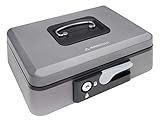 ARREGUI Popup C9736 Geldkassette aus Stahl | Geldbox | 25 cm breit | Abschließbare Kasse mit Geldeinsatz | Große Geldkassette mit Schlüssel und Münzeinsatz / Geldeinsatz | Geldkasse | grau