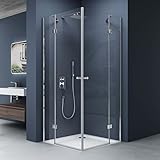 doporro Eck-Duschkabine Eckdusche Rav01K 120x120x190cm Glasdusche ESG-Sicherheitsglas Klarglas inkl. Easy-Clean-Beschichtung und DIN-Anschlüssen