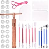 Swpeet Extruderpistole, 36 Stück, Rotgold, für Fondant, Zuckerpaste, Knetmasse, Kuchenskulpturpistole, Kugelstift, Punktierwerkzeug mit Kunststoffschaber, Kuchendekorationszubehör, Modellierwerkzeug