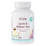 L-Lysin & Grüner Tee Extrakt - 100 vegane Kapseln, 400mg / 200 mg, Polyphenole und EGCG, Großpackung für 100 Tage | Qualität aus Deutschland von ViVe Supplements