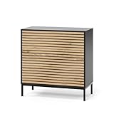 Vicco Kommode Eliza, Schwarz/Eiche, 80 x 81.2 cm 2 Schubladen