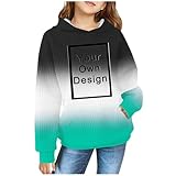 Unisex Kapuzenpullover Kinder Bedrucken Lassen Hoodie Teenager Selbst Gestalten Pullover Jungen Plaid Herbst Pulli mit Foto und Text Hoody Mädchen Langarm Weihnachts 3-14 Jahre Grün 130