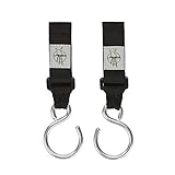 LÄSSIG Kinderwagenbefestigung (2 Stk.) Klettverschluss Haken Kinderwagenhaken Einkaufshaken Metall/Stroller Hooks Metal, schwarz