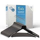 RSR Hangers Jackenbügel XXL SM 45 cm – 20er Set – Schwarz, Kunststoff – mit Hosensteg & extra breiter Schulterauflage – 360° drehbarer Haken – für Jacken, Mäntel & Anzüge, Winterkleidung
