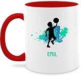 Tasse Tassen 325ml - Basketball - Spieler Silhouette - Geschenke Training Fan - 325 ml - Rot