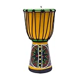 Tragbar Anfänger Djembe Trommel Ziegenfell Trommelfell, 8 Zoll Buschtrommel Mit Trommeltasche Riemen Handglocke, Handgeschnitzt Reise(8-inch-B)