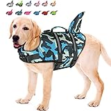 Doglay Dog Shark Schwimmweste Ripstop Hundeschwimmweste zum Schwimmen Verstellbare Pet Life Preserver mit Rettungsgriff für kleine, mittelgroße, große Hunde