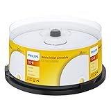 Philips CD-R Rohlinge bedruckbar (700 MB / 80 Minuten, 52x Speed , 25er Spindel, White Inkjet Printable)
