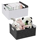 Aufbewahrungskorb Faltbare Filz Aufbewahrungsbox Verdickter Regal Organizer Korb Aufbewahrung Rechteck Filz Filzkorb für Regale, Schränke, Zuhause, Büro (Schwarz und grau, 2)