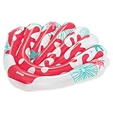 Bestway Luftmatratze Koralle, 143 x 139 x 19 cm, 1 Person, Strapazierfähiges PVC, 2 Luftkammern, Sicherheitsventile, Leuchtendes Korallen-Design, Inklusive Reparaturflicken