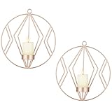 Sziqiqi Schmiedeeiserne Wanddekoration, Stereometrischer Kerzenleuchter, Beleuchtung Dekoration für Wohnzimmer/Esszimmer/Bar, Roségold