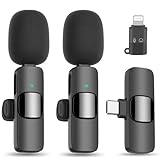 Alles Gute Kabelloses Mikrofon für iPhone Androide (Typ C), Mini Lavalier Mikrofon Plug & Play für Videoaufnahmen, Live Stream, YouTube, TikTok, Facebook, Zoom, Interview, Podcast (iOS&USB-C/2 Mic)