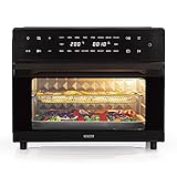 N8WERK Digitaler Heißluftofen in Midnight Black 30 L Minibackofen mit Heißluft, Ober- und Unterhitze, inkl. Frittierkorb, Drehspieß, 2 Backblechen etc. 18 einstellbare Programme 1800W 03094