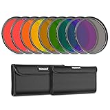 NEEWER 9 teiliges Vollfarb Objektivfilter Set,58mm Harz Objektivfilter mit roter, oranger, blauer, gelber, grüner, brauner, lila, pinker, grauer Farbe, erhältlich mit 2 Beuteln,Kameraobjektiv Zubehör