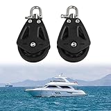 MoSundi Robuste Nylon-Riemenscheibenblöcke mit drehbarer Einzelrolle, max. 10 mm Seildurchmesser, 460 kg Tragkraft für Segelboot und Marine-Takelage, 2 Stück