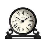 JONES CLOCKS® Saloon Kaminsims Uhr | Traditionelles doppelschneckendesign | Schwarz | Römische ziffern | Klassischer Stil für Schreibtisch, Tisch, Regal oder nachttisch