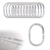 FeJu Duschvorhang Ringe | 24 Stück| Transparent | Kunststoff | Duschvorhangring für Duschvorhangstangen, Ringe für Duschvorhang (Transparent, Kunststoff)
