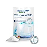 HEITMANN Wäsche Weiss: Entfernt Grauschleier, Vergilbungen & Flecken, Multi-Aktiv-Formel für strahlend weiße Wäsche, geeignet für alle Waschtemperaturen, Waschkraftverstärker & Vorbehandlung, 50 g