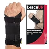 BraceUP Handgelenkstütze mit Metall Linke Hand - Handgelenkbandage, Handgelenk Bandagen, für SehnenscheidenEntzündung (S/M, Linke Hand)